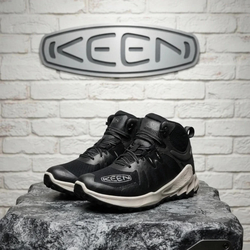 KEEN NXIS EVO Mid Waterproof Hiking Boots Mens 9 Black Magnet 1028034 Trail Shoe